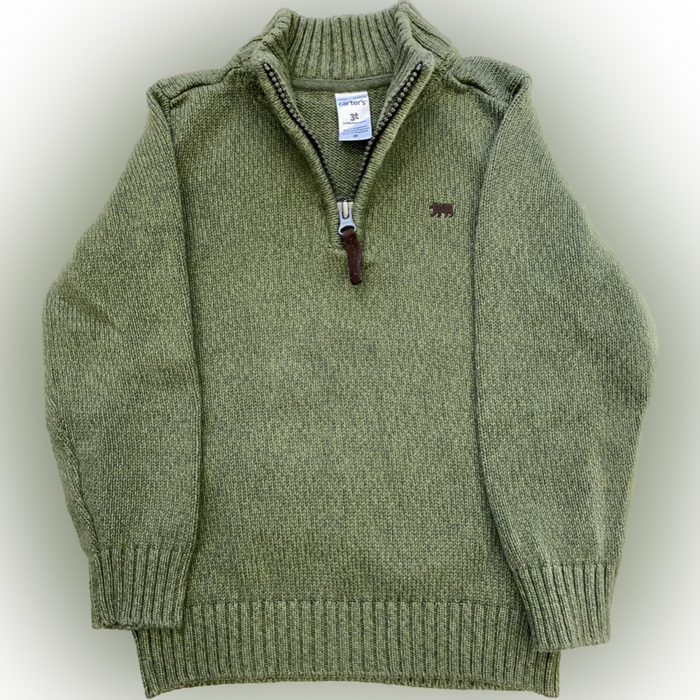 Boys 3T Carter’s Green 3/4 Zip Sweater- Nice!